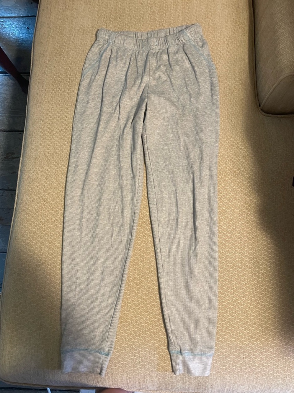 Light Gray Ribbed Jogger Pajama Pants